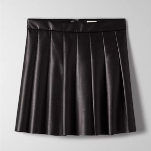 Aritzia Sunday Best Olive Black Micro Pleated Vegan Leather Skirt